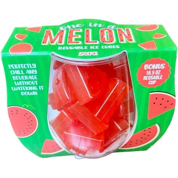 NEW One In A Melon Watermelon Slice Reusable Ice Cubes. 24 Pack. Reusable Cup. - Picture 1 of 4